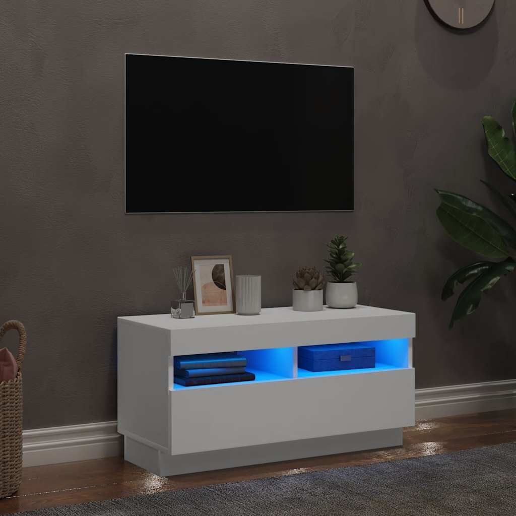 vidaXL Έπιπλο Τηλεόρασης με LED Λευκό 80 x 35 x 40 εκ.