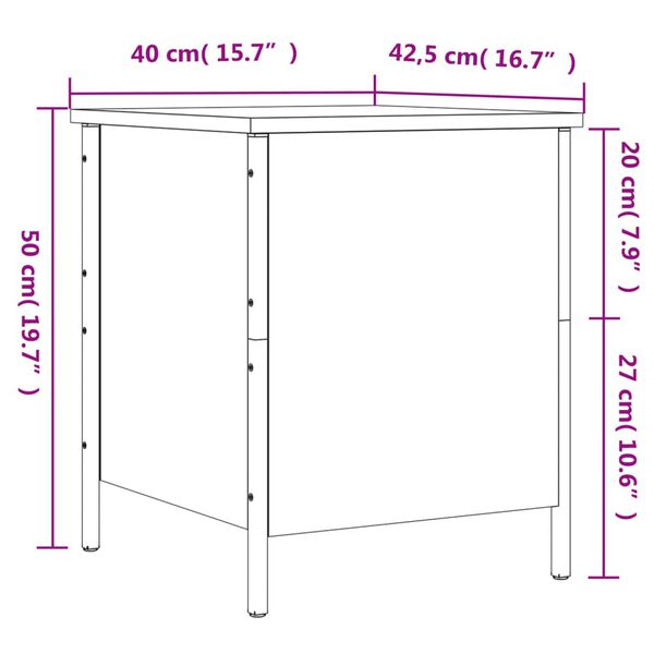 vidaXL Παγκάκι Αποθήκευσης Γκρι Sonoma 40x42,5x50εκ Επεξεργασμένο Ξύλο