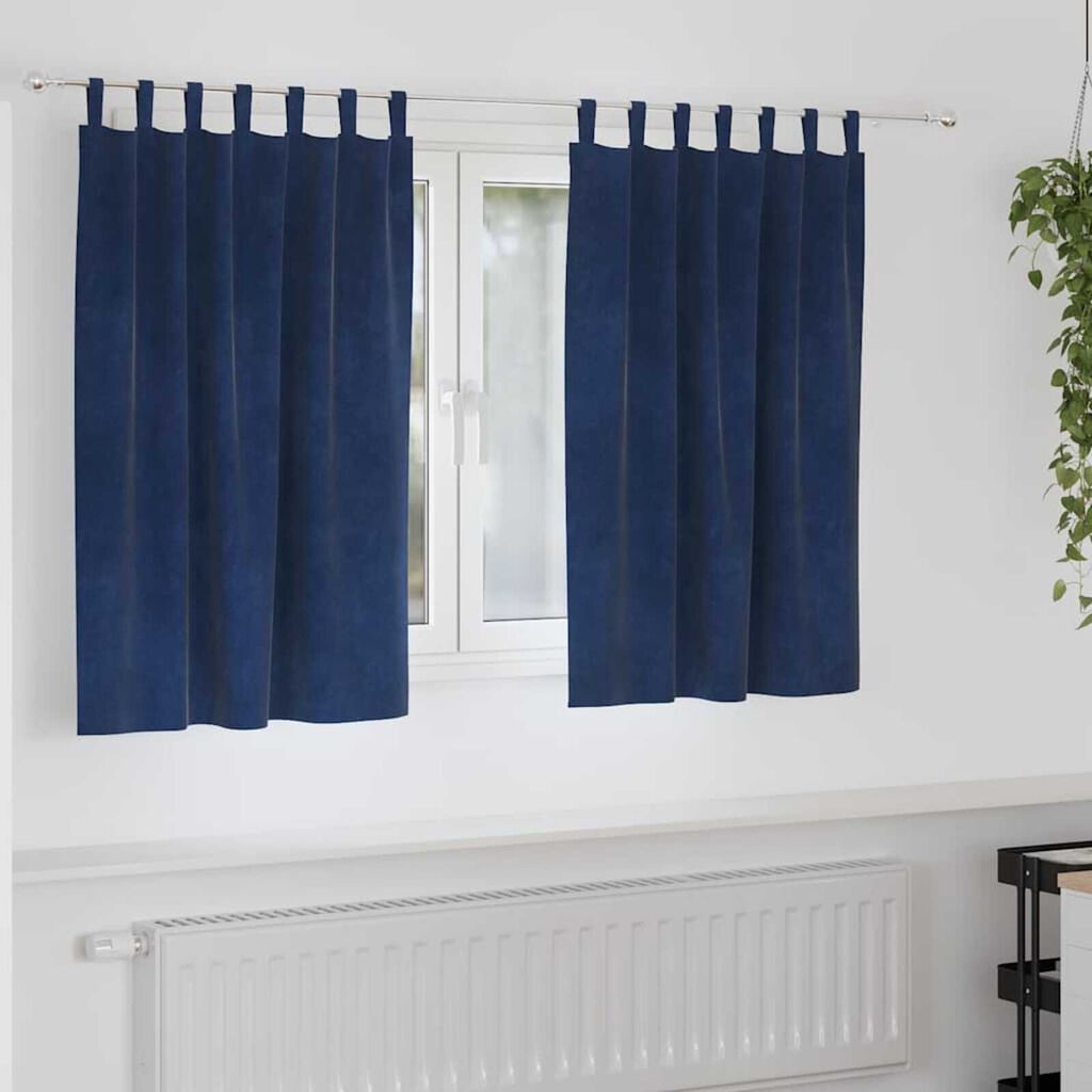 vidaXL Κουρτίνες με κουρτίνες 2 pcs Σκούρο Μπλε 140 x 140 cm Βελούδο