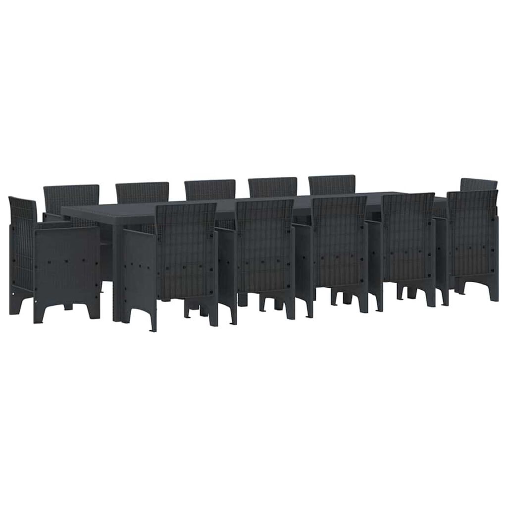 vidaXL Σέτ φαγητού για κήπο 11 pcs Καφέ και Ταπεί Πολυ ράταν