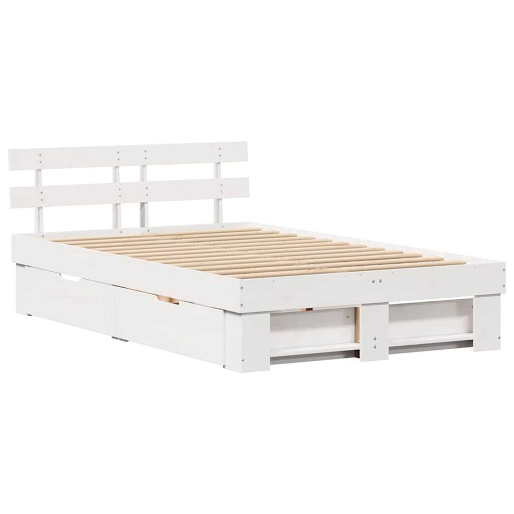 vidaXL Σκελετός Κρεβατιού Λευκό 120 x 200 cm Μασίφ ξύλο πεύκου