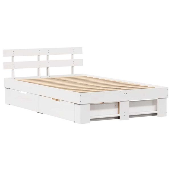vidaXL Σκελετός Κρεβατιού Λευκό 120 x 200 cm Μασίφ ξύλο πεύκου