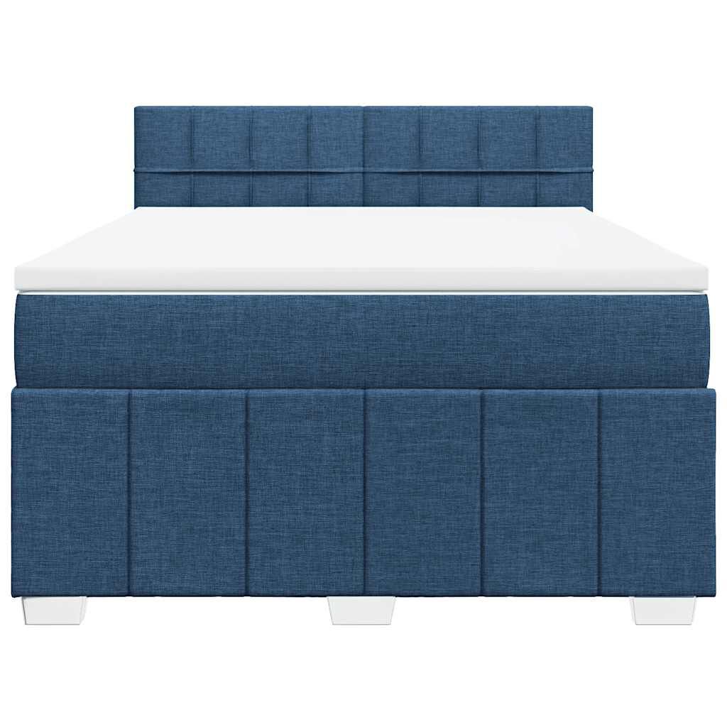 vidaXL Κρεβάτι Boxspring με Στρώμα Μπλε 140x190 εκ. Υφασμάτινο