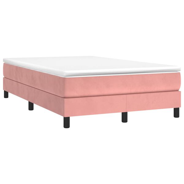 vidaXL Κρεβάτι Boxspring με Στρώμα Ροζ 120x190 εκ. Βελούδινο