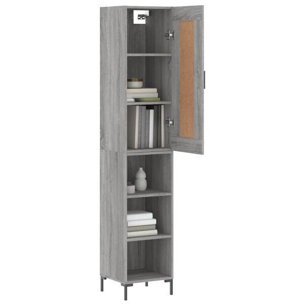 vidaXL Μπουφές Sonoma Γκρι 34,5 x 34 x 180 εκ. από Επεξεργασμένο Ξύλο