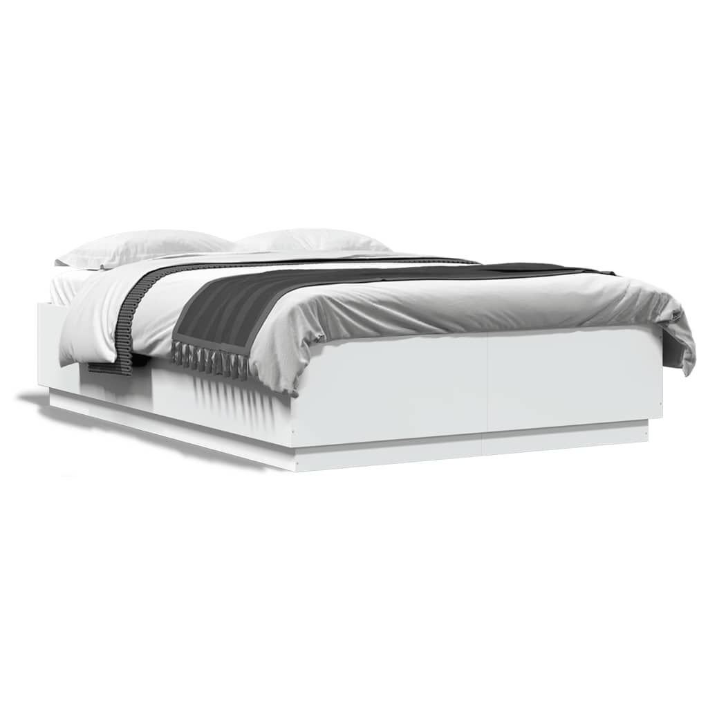 vidaXL Πλαίσιο Κρεβατιού με Φώτα LED Λευκό 120x200 εκ.Επεξ. Ξύλο