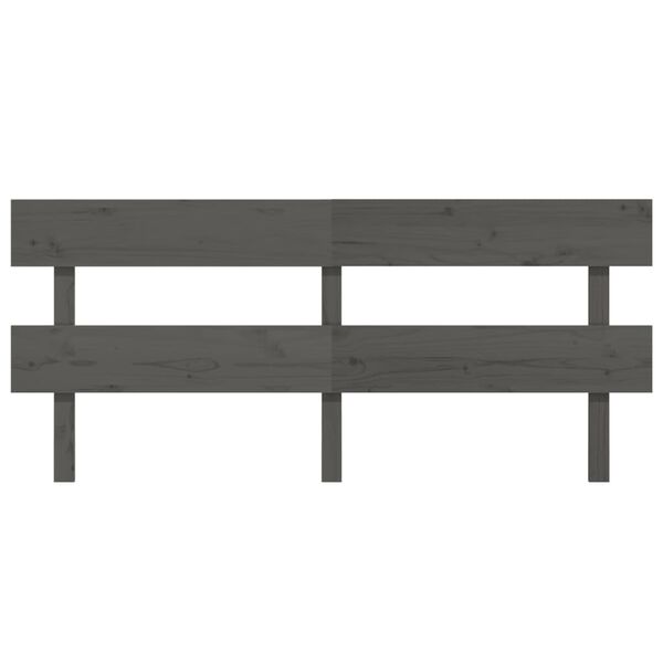 vidaXL Κεφαλάρι Κρεβατιού Γκρι 184 x 3 x 81 εκ. από Μασίφ Ξύλο Πεύκου
