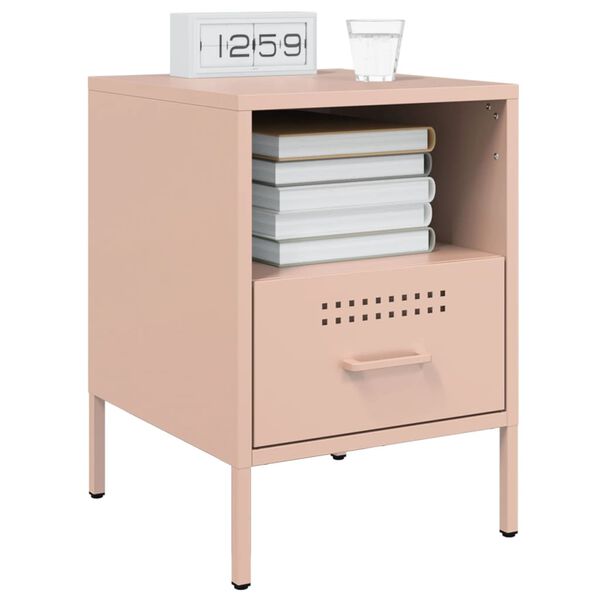 vidaXL Κομοδίνο Ροζ 36x39x50,5 εκ. από Χάλυβα
