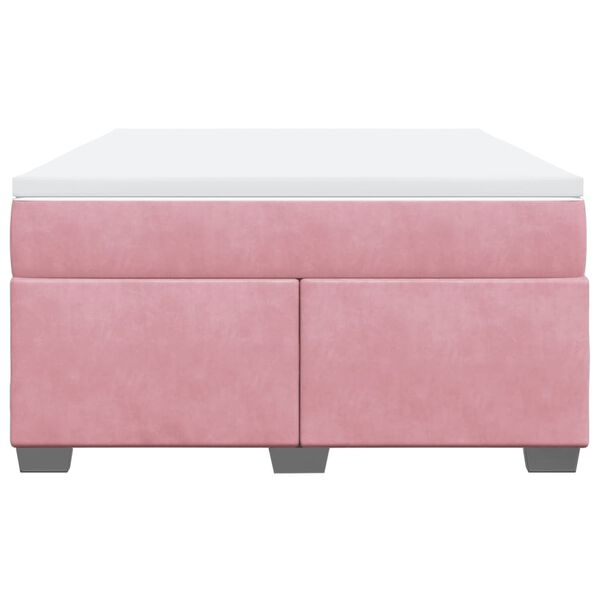 vidaXL Κρεβάτι Boxspring με Στρώμα Ροζ 160x200 εκ. Βελούδινο