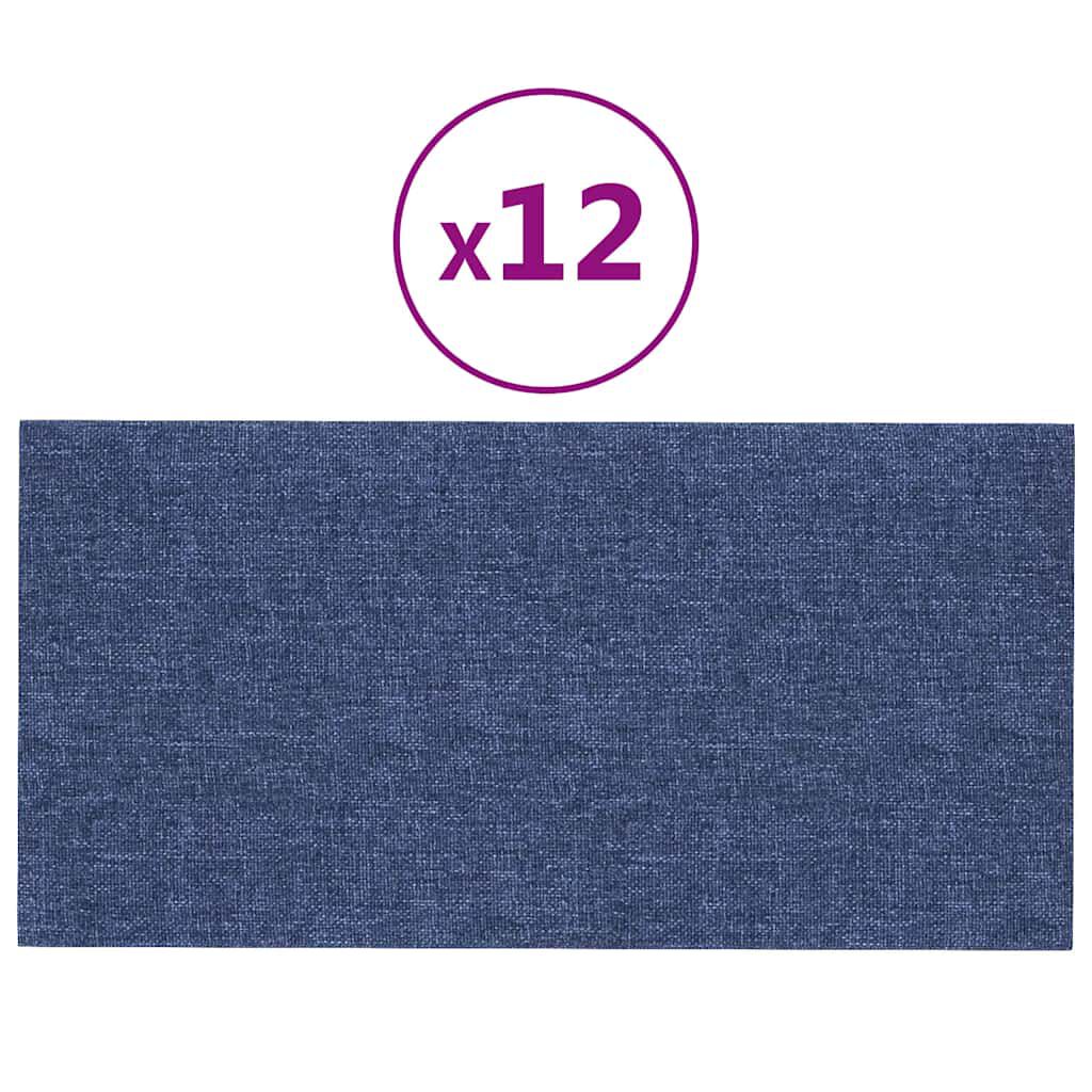 vidaXL Πάνελ Τοίχου 12 τεμ. Μπλε 30 x 15 εκ. 0,54 μ² Υφασμάτινα