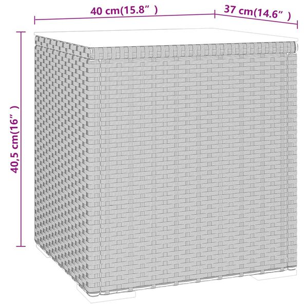 vidaXL Βοηθητικό Τραπεζάκι Μαύρο 40x37x40,5εκ Συνθ Ρατάν/ Ψημένο Γυαλί