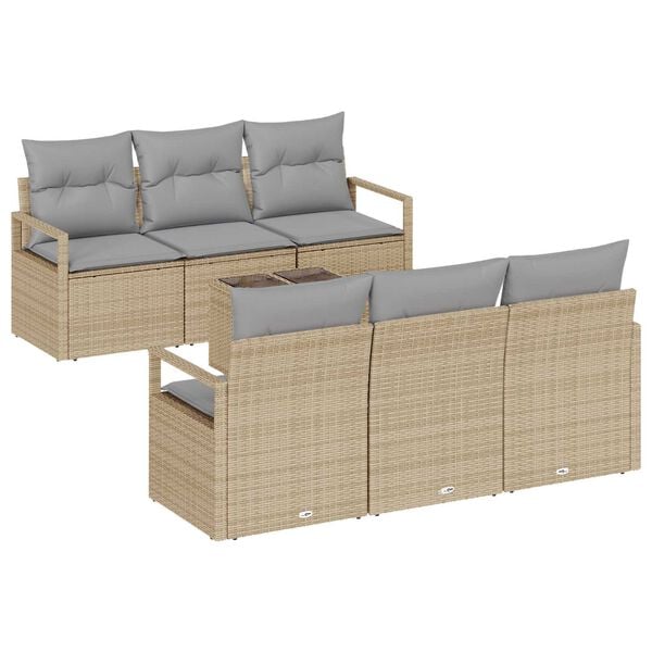 vidaXL Σετ Καναπέ Κήπου 7 pcs Μπεζ και Γκρι 55 x 55 x 37 εκ