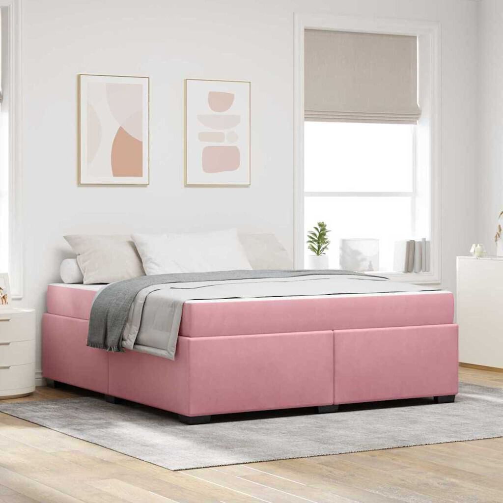 vidaXL Σκελετός Κρεβατιού με στρώμα Ροζ 180 x 200 cm Βελούδο