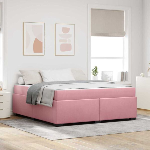 vidaXL Σκελετός Κρεβατιού με στρώμα Ροζ 180 x 200 cm Βελούδο