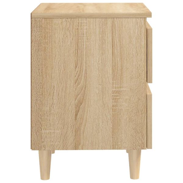 vidaXL Κομοδίνο Sonoma Δρυς 40x35x50εκ. με Πόδια από Μασίφ Ξύλο Πεύκου