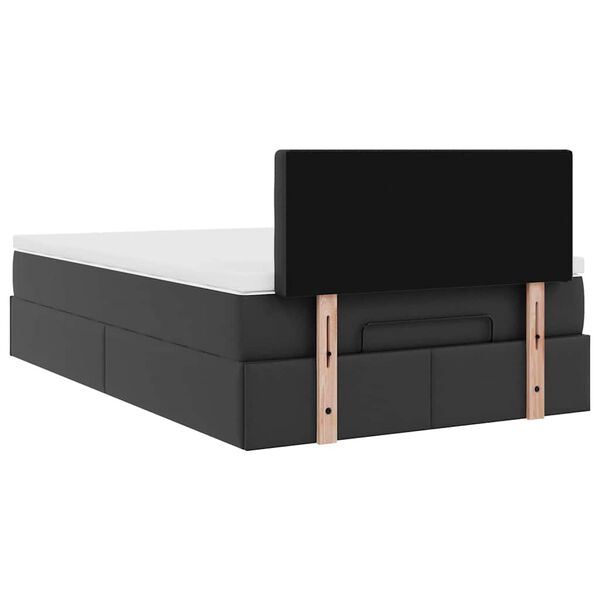 vidaXL Οθωμανικό κρεβάτι με στρώμα Μαύρο 120x190 cm Faux Leather