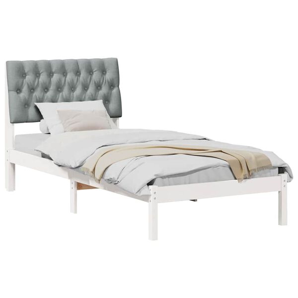 vidaXL Σκελετός Κρεβατιού με Επενδεδυμένο Κεφαλάρι Λευκό 90 x 200 cm