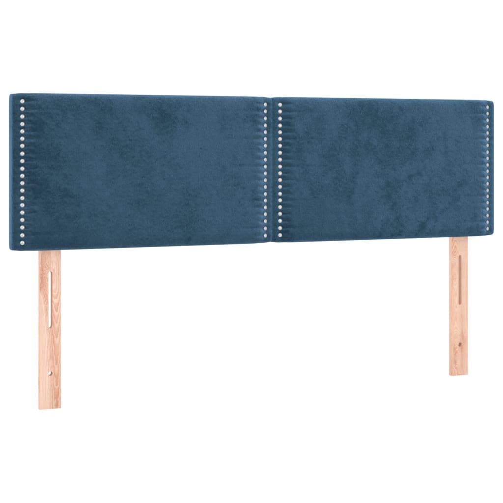 vidaXL Κρεβάτι Boxspring με Στρώμα Σκούρο Μπλε 140x190 εκ. Βελούδινο