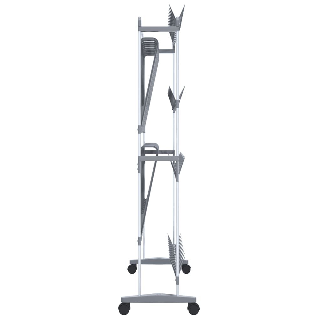 vidaXL Παπουτσοθήκη με Ρόδες Ασημί 89 x 27 x 120 εκ.