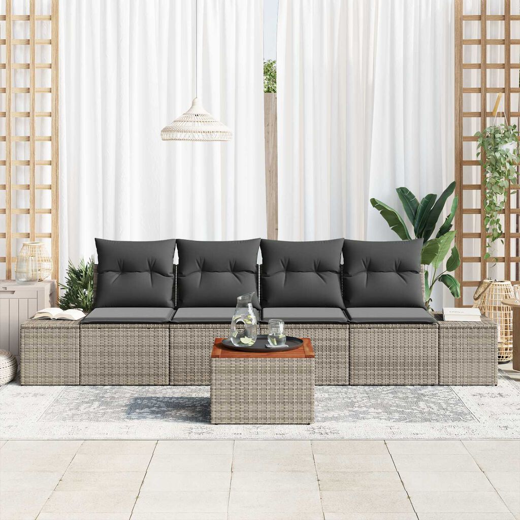 vidaXL Σετ Καναπέ Κήπου 5 pcs Γκρι