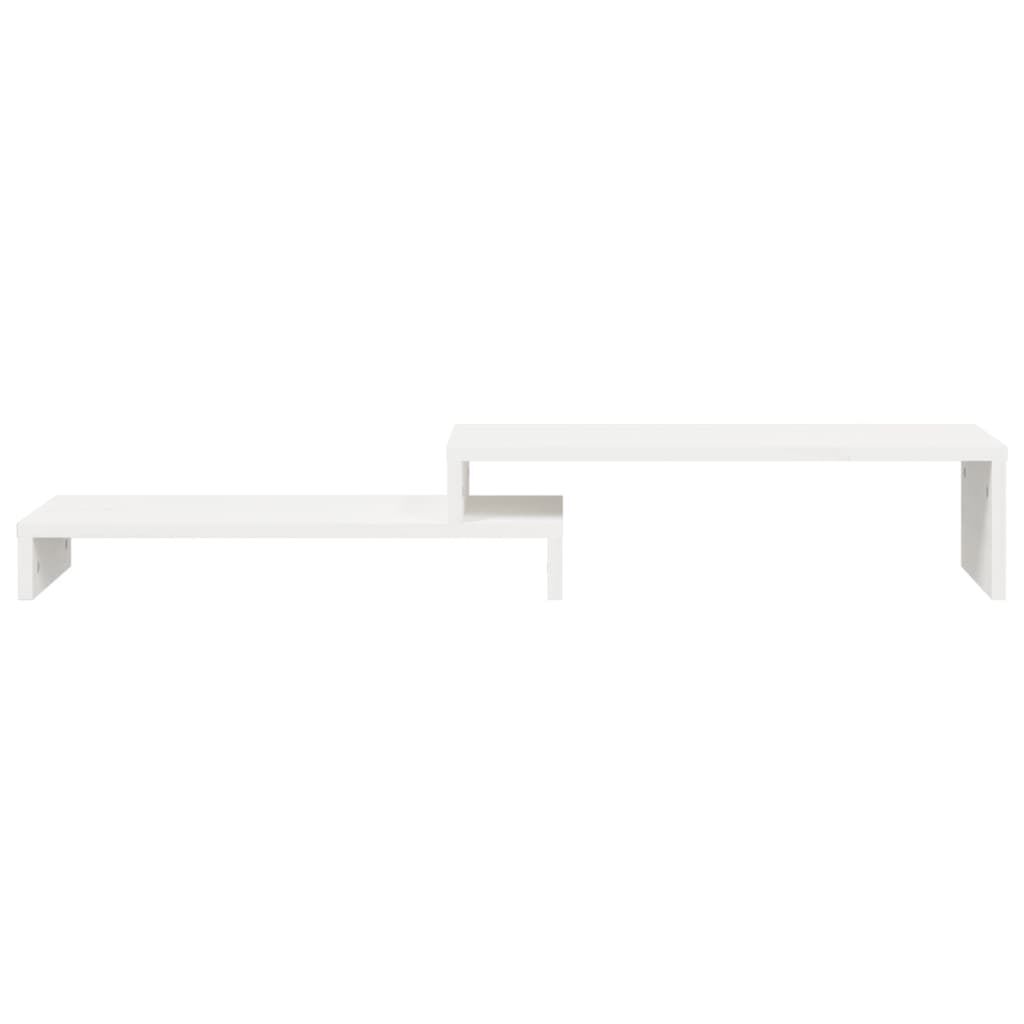 vidaXL Βάση Οθόνης Λευκή (52-101)x22x14 εκ. από Μασίφ Ξύλο Πεύκου