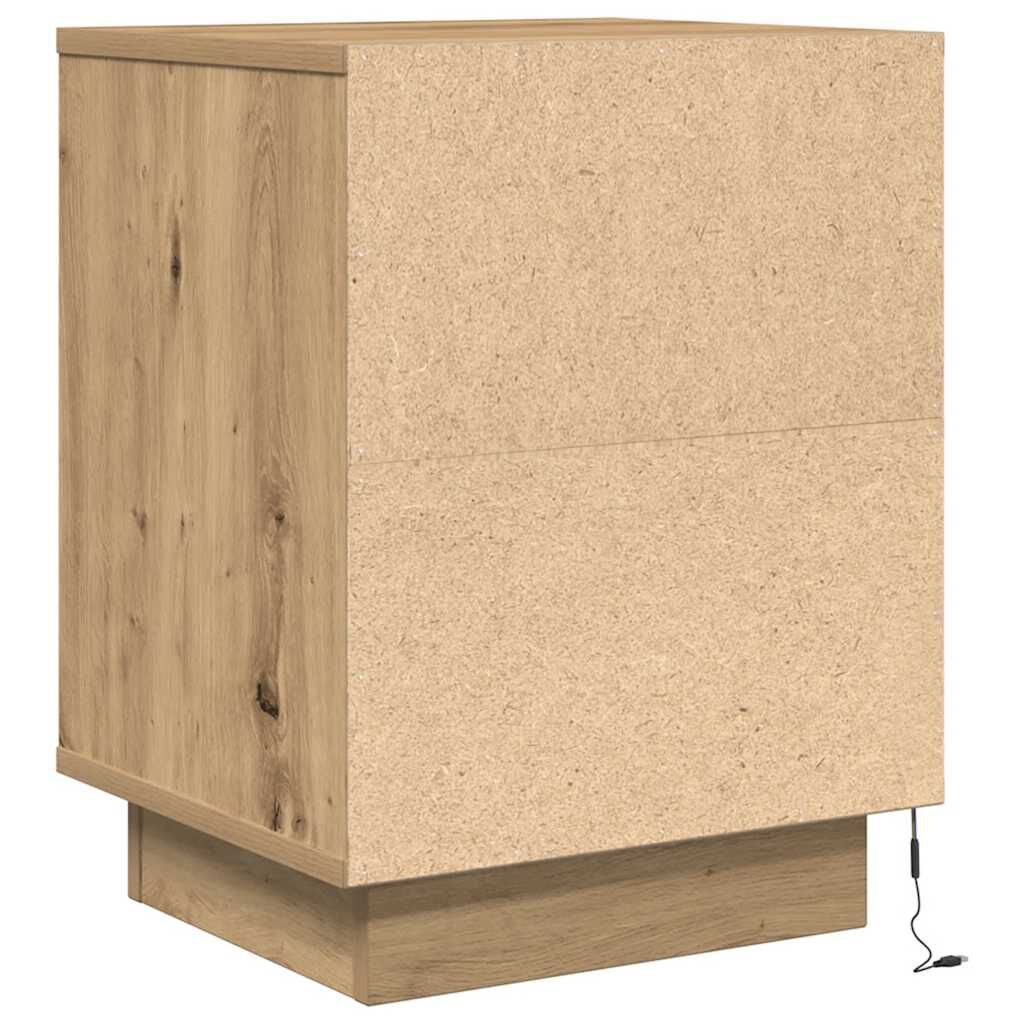 vidaXL Κομοδίνα με φώτα LED 2 τεμάχια Artisan Oak 38x34x50 cm