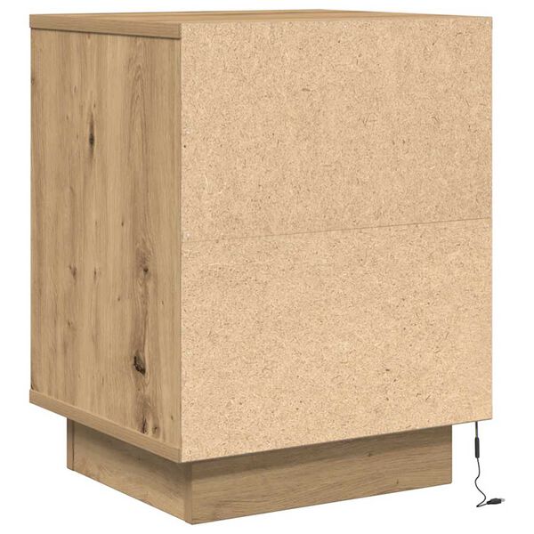vidaXL Κομοδίνα με φώτα LED 2 τεμάχια Artisan Oak 38x34x50 cm