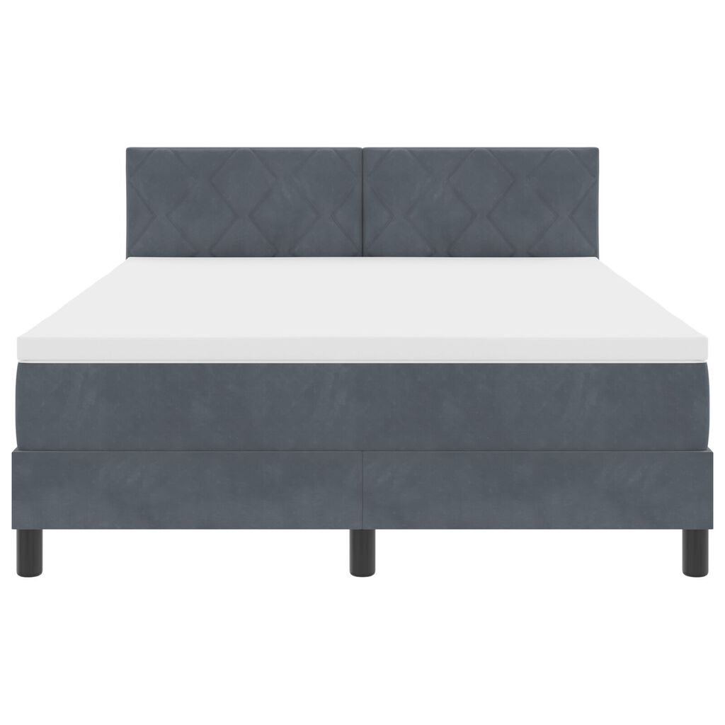 Κρεβάτι Box Spring με στρώμα vidaXL Σκούρο Γκρι 160x200 εκ Βελούδο