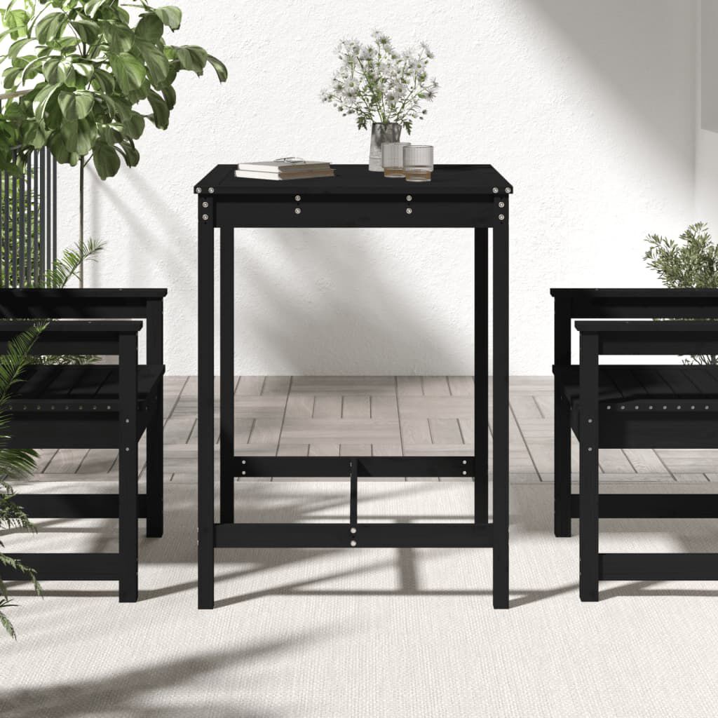 vidaXL Τραπέζι Κήπου Μαύρο 82,5x82,5x110 εκ. από Μασίφ Ξύλο Πεύκου