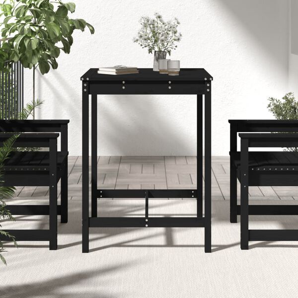 vidaXL Τραπέζι Κήπου Μαύρο 82,5x82,5x110 εκ. από Μασίφ Ξύλο Πεύκου