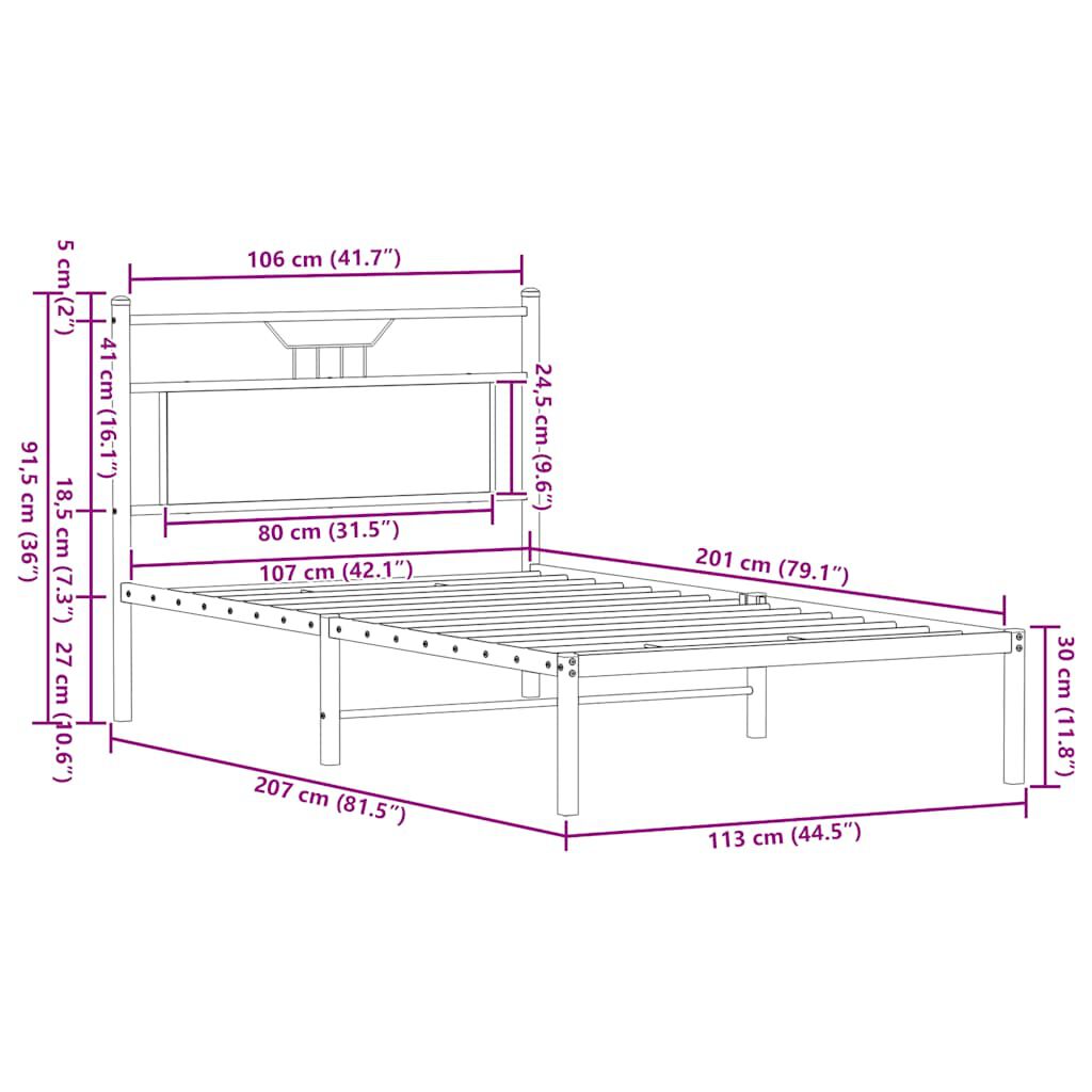 vidaXL Πλαίσιο Κρεβατιού Χωρ. Στρώμα Sonoma Δρυς 107x203 εκ. Επ. Ξύλο