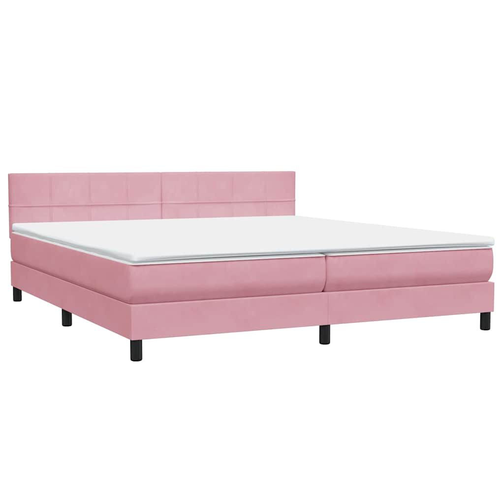 vidaXL Box Spring κρεβάτι με στρώμα ροζ 180x220 cm Βελούδινο