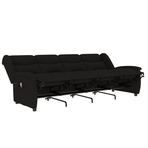 vidaXL Πολυθρόνα Μασάζ Τετραθέσια Ανακλινόμενη Μαύρη Υφασμάτινη