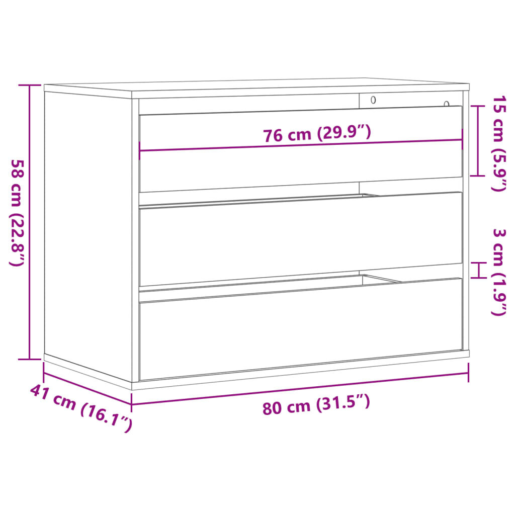 vidaXL Συρταριέρα Γκρι Sonoma 80x41x58 εκ. από Επεξεργ. Ξύλο