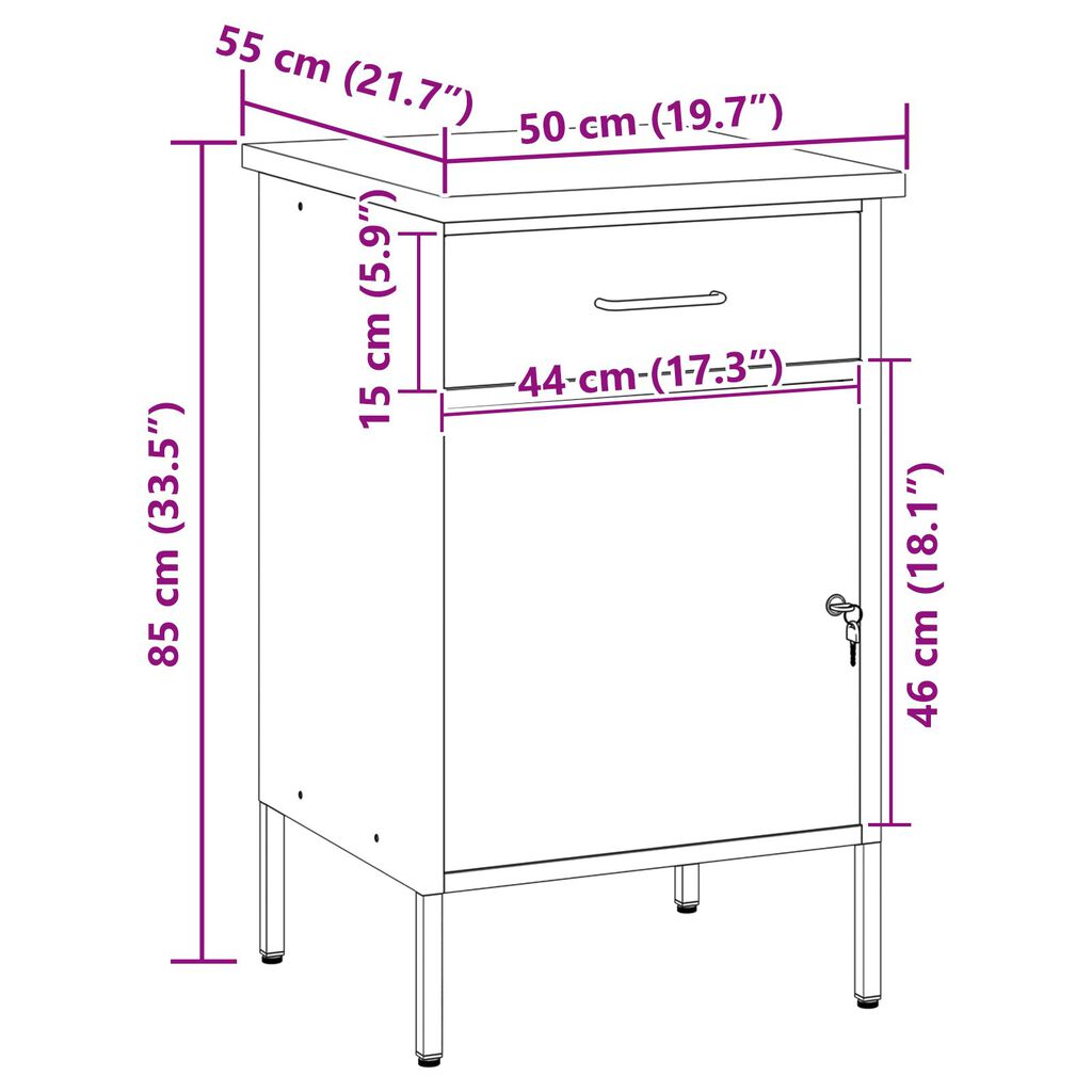 vidaXL Εργασιακό Ντουλάπι Κόκκινο 50x55x84 εκ. Ατσάλι