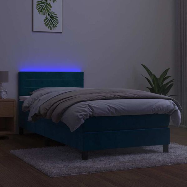 vidaXL &Kappa;&rho;&epsilon;&beta;ά&tau;&iota; Boxspring &mu;&epsilon; &Sigma;&tau;&rho;ώ&mu;&alpha; & LED &Sigma;&kappa;. &Mu;&pi;&lambda;&epsilon; 100x200&epsilon;&kappa;. &Beta;&epsilon;&lambda;&omicron;ύ&delta;&iota;&nu;&omicron;