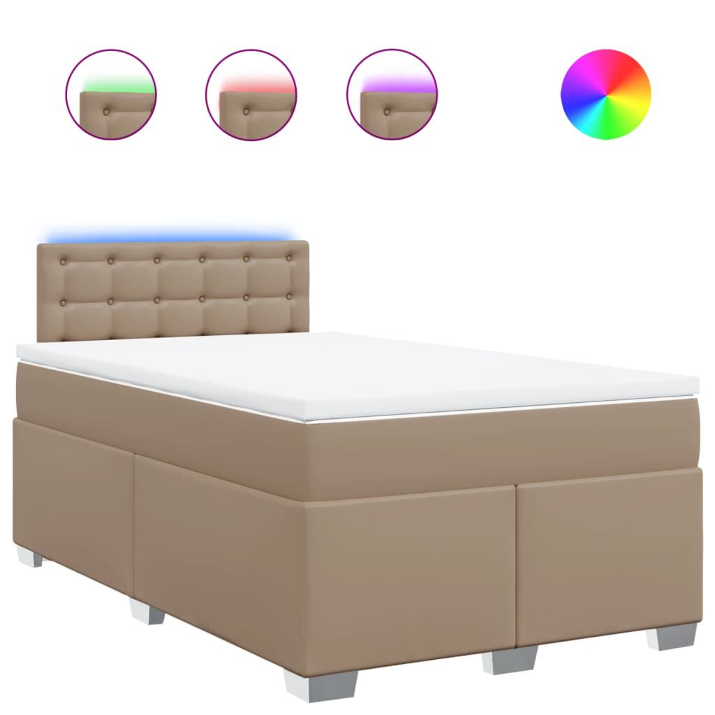 vidaXL Κρεβάτι Boxspring με Στρώμα Καπουτσίνο 120x190εκ.από Συνθ.Δέρμα