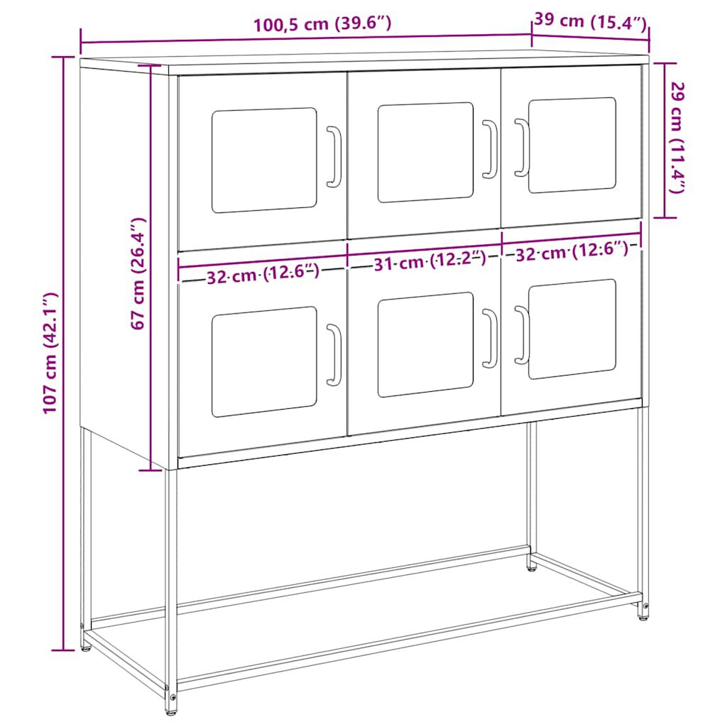 vidaXL Ντουλάπι Μουσταρδί 100,5x39x107 εκ. από Χάλυβα Ψυχρής Έλασης