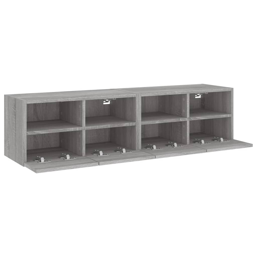 vidaXL Έπιπλα Τοίχου Τηλεόρασης 2τεμ Γκρι Sonoma 60x30x30εκ Επεξ. Ξύλο