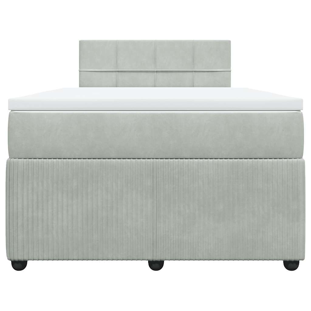 vidaXL Κρεβάτι Boxspring με Στρώμα Ανοιχτό Γκρι 120x200 εκ. Βελούδινο