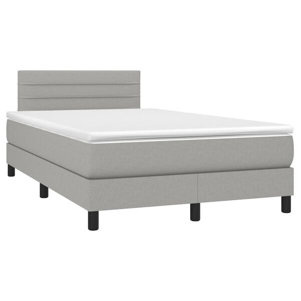 vidaXL Κρεβάτι Boxspring με Στρώμα & LED Αν.Γκρι 120x200 εκ Υφασμάτινο