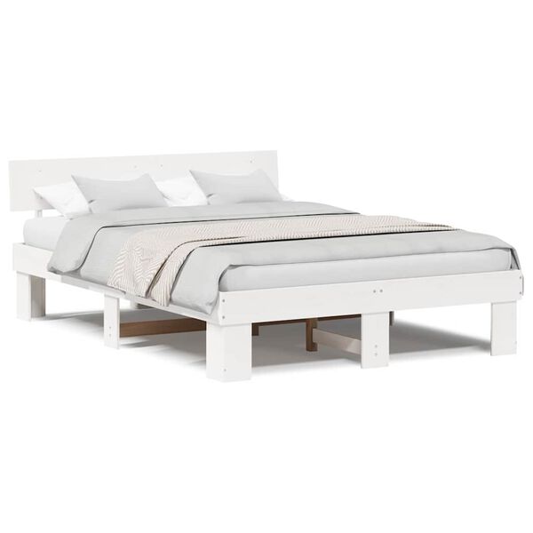 vidaXL Σκελετός Κρεβατιού Λευκό 140 x 200 cm Μασίφ ξύλο πεύκου