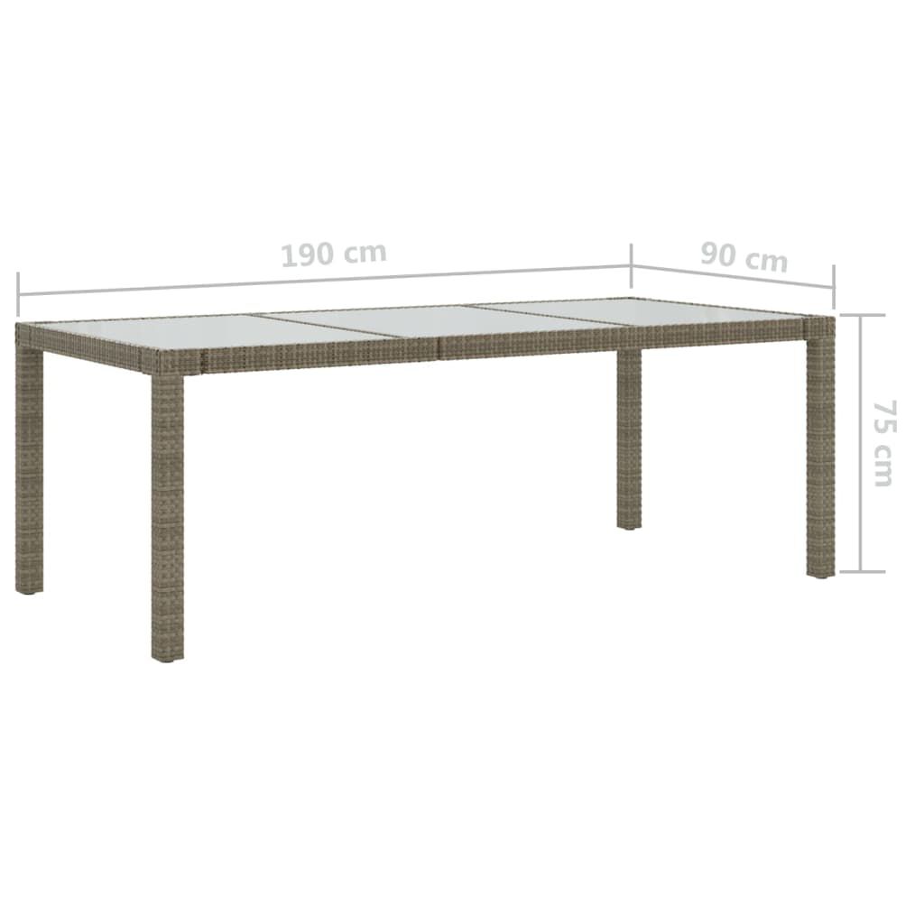 vidaXL Τραπέζι Κήπου Γκρι 190x90x75 εκ. Ψημένο Γυαλί/Συνθετικό Ρατάν
