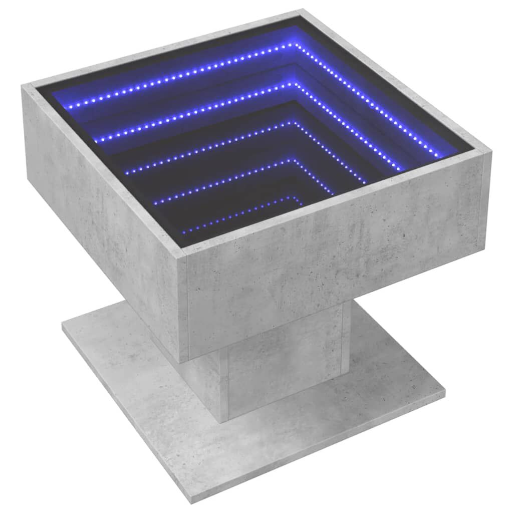 vidaXL Τραπεζάκι Σαλονιού με LED Γκρι 50x50x45 εκ. Επεξεργασμένο Ξύλο