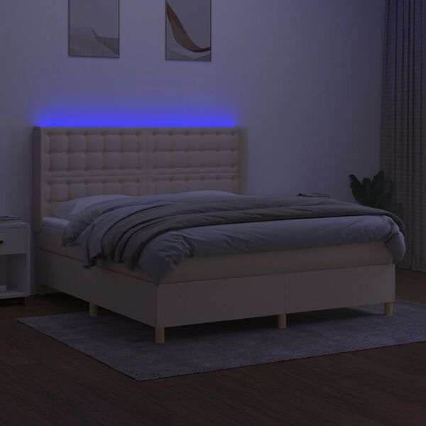 vidaXL &Kappa;&rho;&epsilon;&beta;ά&tau;&iota; Boxspring &mu;&epsilon; &Sigma;&tau;&rho;ώ&mu;&alpha; & LED &Kappa;&rho;&epsilon;&mu; 180x200 &epsilon;&kappa;. &Upsilon;&phi;&alpha;&sigma;&mu;ά&tau;&iota;&nu;&omicron;