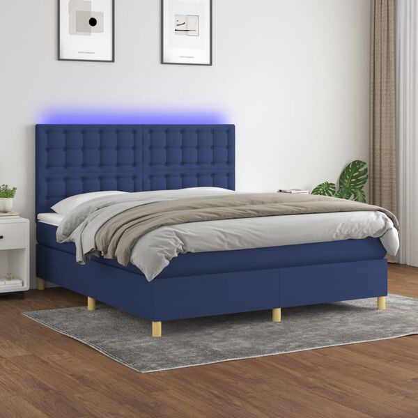 vidaXL &Kappa;&rho;&epsilon;&beta;ά&tau;&iota; Boxspring &mu;&epsilon; &Sigma;&tau;&rho;ώ&mu;&alpha; & LED &Mu;&pi;&lambda;&epsilon; 180x200 &epsilon;&kappa;. &Upsilon;&phi;&alpha;&sigma;&mu;ά&tau;&iota;&nu;&omicron;