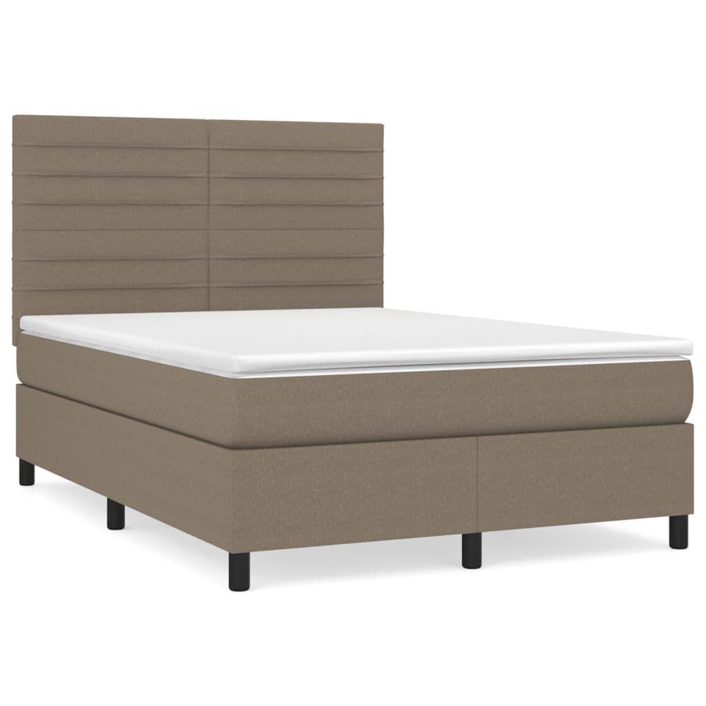 vidaXL Κρεβάτι Boxspring με Στρώμα Taupe 140x200 εκ. Υφασμάτινο
