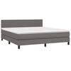 vidaXL Κρεβάτι Boxspring με Στρώμα Γκρι 180x200 εκ. Συνθετικό Δέρμα
