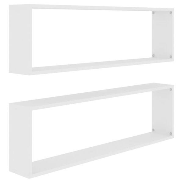 vidaXL Ράφια Κύβοι Τοίχου 2 τεμ. Λευκά 100 x 15 x 30 εκ. Επεξ. Ξύλο