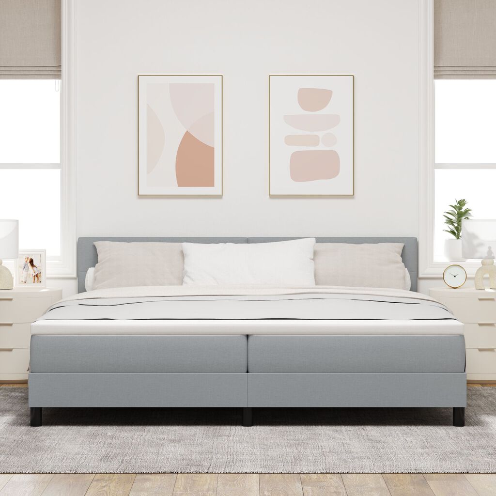 vidaXL Κρεβάτι Box Spring με Στρώμα & LED Φως Γκρι 200x200 εκ. Υφάσματος